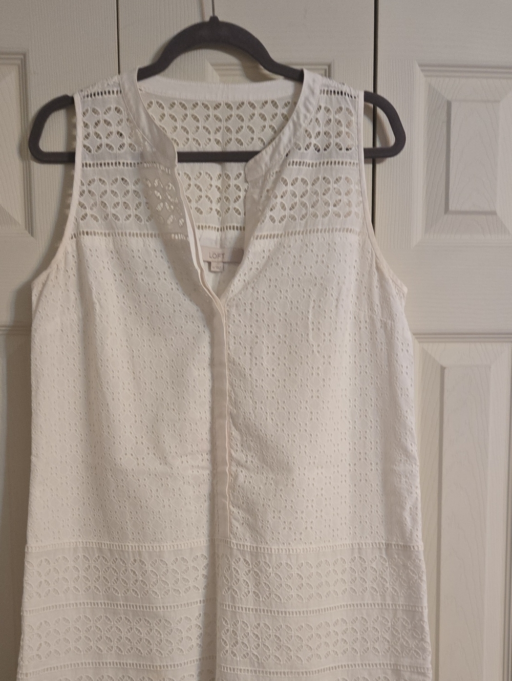 LOFT White Sleeveless Eyelet Tunic Dress